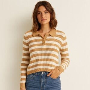 NEW American Eagle Collared Polo Knit Striped Sweater XL